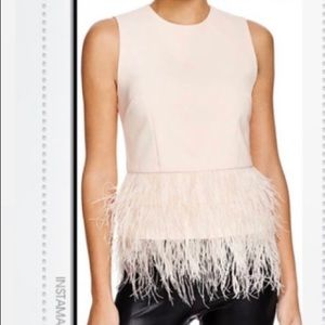 Lucy Paris Women's White Feather Trim Top -